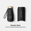 Compact obsidian black 5-fold flat umbrella featuring UPF 50+ UV protection pouch - 18CM Flat 5-Fold Umbrella / 18cm Folded Length / Black