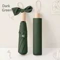 Paraguas UV plegable verde oscuro con lazo decorativo y funda de transporte a juego - Verde bosque