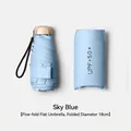 Compact 5-fold sky blue sun umbrella with UPF 50+ protection for women - 18CM Flat 5-Fold Umbrella / 18cm Folded Length / Light Blue