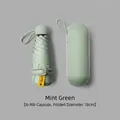 Mint green ultra-light capsule sun umbrella with matching hard case, 18cm compact size - With Capsule Case / 6 Ribs / Mint Green