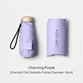Compact purple UV protection umbrella, 5-fold flat design with 18cm folded length. - 18CM Flat 5-Fold Umbrella / 18cm Folded Length / Light Purple