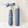 Paraguas plegable compacto azul niebla con protección UV y un diseño de lazo elegante - Azul Humo