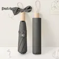Paraguas plegable compacto gris oscuro con protección UV y lazo elegante - Gris