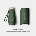 Compact 5-fold flat sun umbrella in dark green, 18cm retracted diameter, UPF 50+ - 18CM Flat 5-Fold Umbrella / 18cm Folded Length / Dark Green
