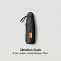 Portable obsidian black sun umbrella with UPF50+ protection, 18cm compact size for travel - Without Case / 8 Ribs / Black
