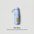 Sky blue compact capsule umbrella with 5-fold UV protection and 18cm folded size - Without Case / 8 Ribs / Light Blue