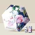 Compact portable sun umbrella in artistic white rose oil painting style variant - 14cm Folded Length / White Rose Pendant