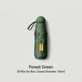 Compact forest green capsule umbrella with 8 ribs and UPF50+ sun protection. - Without Case / 8 Ribs / Dark Green