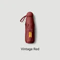 Compact 8-rib capsule sun umbrella in vintage red with UPF50+ UV protection - Without Case / 8 Ribs / Burgundy