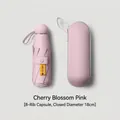 Mini pink 8-rib capsule sun umbrella with matching storage case - With Glasses Case / 8 Ribs / Light Pink