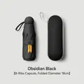 Compact obsidian black capsule umbrella with 8 ribs and UPF50+ UV protection - With Glasses Case / 8 Ribs / Black