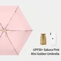 Portable UPF50+ sun and rain umbrella in cherry blossom pink, foldable mini size - 14cm Folded Length / Light Pink
