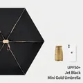 UPF50+ portable anti-UV folding umbrella for sun and rain in obsidian black and gold - 14cm Folded Length / Black (Mini Gold Umbrella Style)
