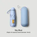 Sky blue ultra-light capsule sun umbrella with UV protection and 8-rib compact frame - With Glasses Case / 8 Ribs / Light Blue