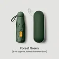 Forest green 8-rib ultra-light capsule UV umbrella with a matching storage case - With Glasses Case / 8 Ribs / Dark Green
