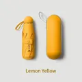 Compact yellow 8-rib capsule sun umbrella with UV protection and matching storage case - With Glasses Case / 8 Ribs / Lemon Yellow
