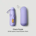 Portable purple capsule sun umbrella with UV protection case for women, 8-rib design - With Glasses Case / 8 Ribs / Light Purple