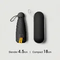 Professional black mini capsule umbrella with UV protection and slim grey storage case - Capsule 5-Fold Umbrella / Obsidian Black