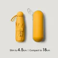Compact yellow UV protection mini umbrella with matching capsule storage case - Capsule Case / 5-Fold 8-Ribs / Lemon Yellow