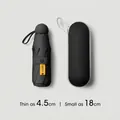 Ultra-light minimalist black UV protection umbrella with storage case, 18cm length - Capsule Case / 5-Fold 8-Ribs / Black