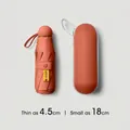 Compact UPF50+ burnt orange mini folding umbrella with matching capsule case - Capsule Case / 5-Fold 8-Ribs / Orange