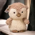 Peluche de chouette duveteuse avec une texture douce en polaire crème et marron - Chouette Brune / 20cm
