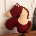 Coussin décoratif en peluche en forme de cheval bordeaux en tissu sherpa doux - 48x48cm / Rouge