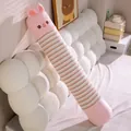 Traversin cylindrique rayé rose avec visage d'animal mignon pour dormir sur le côté - 80cm / Lapin rose