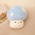 Soft blue mushroom plush toy with white spots and a cute smiley face expression - 10cm Pendant with Keychain / Light Blue