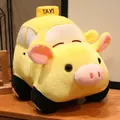 Soft yellow plush taxi car toy designed in a creative cartoon pig shape for kids - 20cm / Yellow