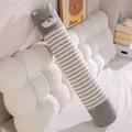 Long polochon cylindrique avec un motif de dessin animé de chat gris et des rayures - 80cm / Husky