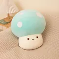 Soft mint green mushroom plush toy with cute smiley face on cozy knit background - Mint Green