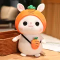 Cute white rabbit plush toy featuring an orange carrot hood and small carrot bag - 30cm / Carrot Transformation