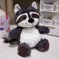 Adorable lifelike grey and white raccoon plush toy animal sitting on a white desk - 25cm / Dark Gray Raccoon