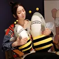 Creative shark bee plush toy mascot for funny birthday gift idea with soft fabric - 35cm / Gray