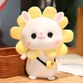 Cute white plush bunny with yellow sunflower collar and matching flower crossbody bag - Sunflower Costume