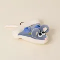 Cute pizza mouse plush keychain with blueberry embroidery, soft bag pendant accessory - Blueberry Flavor (Grey Blue) / 14cm