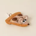 Pizza Mouse plush toy keychain bag charm with soft brown fabric and cute mouse ears - BBQ Flavor (Brown) / 14cm
