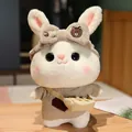 Cute white plush bunny toy wearing a gray heart sweater and a matching bow headband - Gray Headband And Heart Sweater With Bag