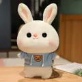 Cute white bunny plush toy wearing a blue hoodie with small bear embroidery SKU. - Blue Hoodie