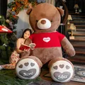 Giant plush teddy bear wearing a red heart sweater, soft giant stuffed animal toy gift - 80cm / Chocolate (Heart Sweater Style)