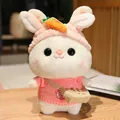 Cute white rabbit plush toy wearing a pink sweater and a small beige crossbody bag - Carrot Headband And Pink Sweater With Bag