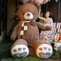 Giant brown teddy bear plush toy with scarf and heart love paw embroidery details - 80cm / Chocolate (Scarf Style)