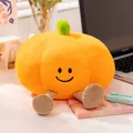 Peluche de citrouille orange souriante avec de longues jambes en velours côtelé - Citrouille Souriante / 18cm