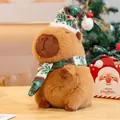 Festive Christmas capybara plush toy wearing a cute knitted hat and winter scarf - Green Scarf / 25cm