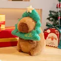 Christmas Capybara plush toy wearing a festive green tree hat as a cute holiday gift - Christmas Tree / 25cm