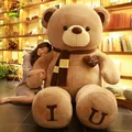 Giant brown teddy bear plush toy with scarf and heart embroidery, ideal for holiday gifts - Bear with Scarf / Standard Length 0.8m / Brown