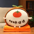 Lindo cojín de peluche de caqui naranja con manta 3 en 1 para decorar hogar y oficina - Solo manta / Naranja (Caqui)