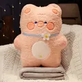 Soft cute pink teddy bear plush 2-in-1 pillow and blanket combo for office napping - Washable Pillow Only / Pink Pig