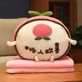 Lindo cojín de peluche de melocotón rosa con manta de franela suave incorporada - Solo manta / Rosa (Durazno)
